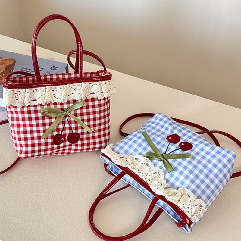Luxury Bags For Women Brands - กระเป๋าสะพายสุภาพสตรี กระเป๋าสะพายข้างลายตารางหมากรุกเกาหลี กระเป๋าสะพายข้างลายจุด โบว์น่ารัก หวาน น่ารัก