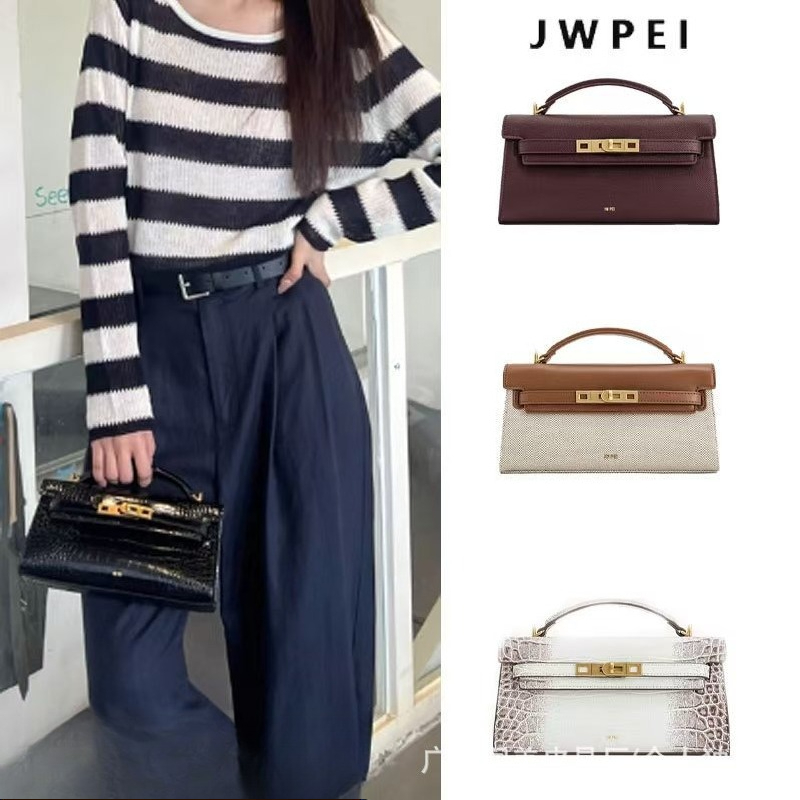 Structured Handbag Top Handle - กระเป๋าถือหนังลายจระเข้ JW PEI Noor สำหรับผู้หญิง กระเป๋าสะพายข้างขนาดเล็ก