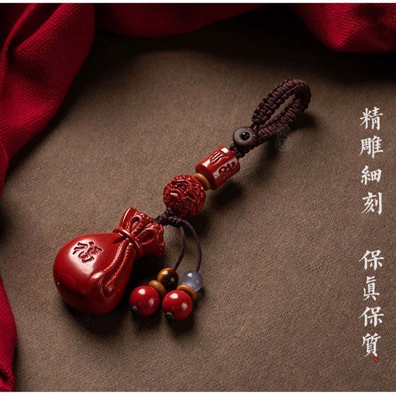 Luxury Bags And Accessories - จี้ห้อยคอรูปถุงนำโชคสีแดงหรูหรา ทำจากซินนาบาร์แท้ ของขวัญเสริมพลังงานสำหรับผู้หญิง ขายดี