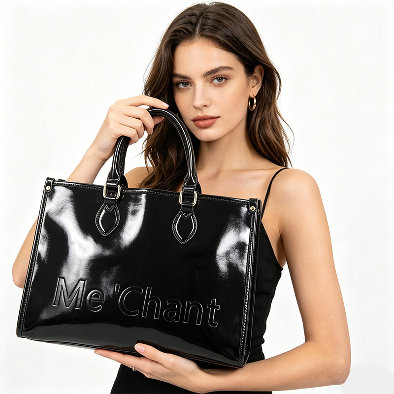 กระเป๋าถือผู้หญิงหนัง PU สีดำเ - Structured Handbag Top Handle บทวิจารณ์และราคา