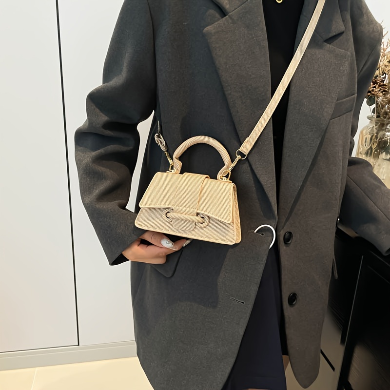 กระเป๋าถือสตรีแฟชั่นแบบทอขนาดเ - Structured Handbag Top Handle บทวิจารณ์และราคา