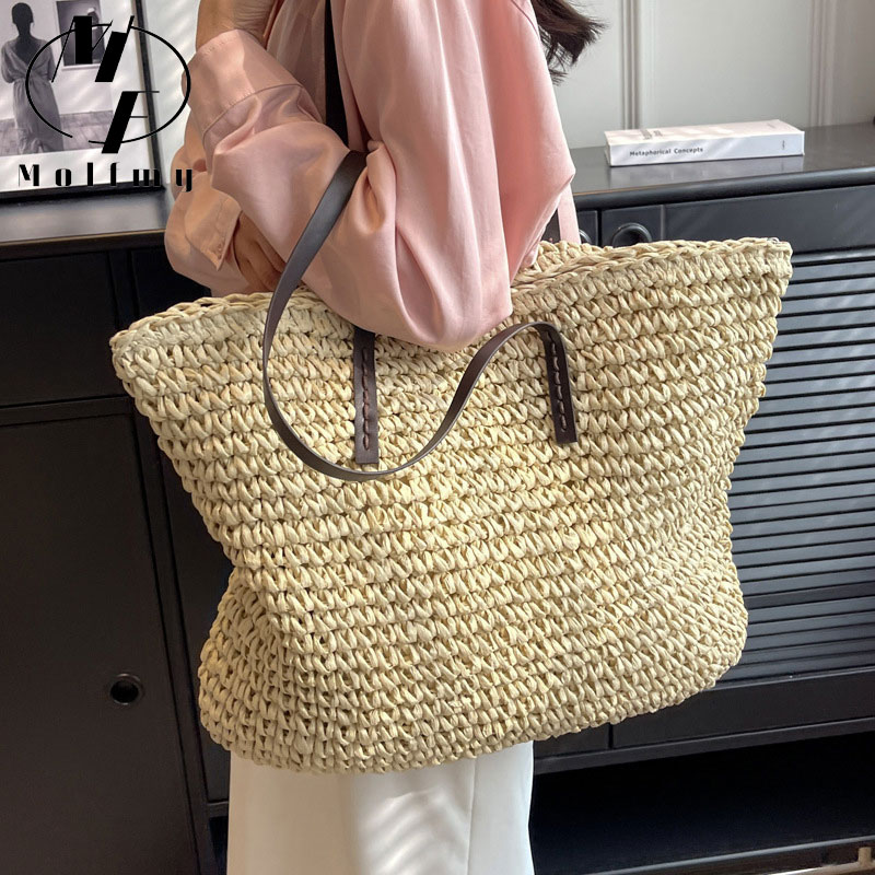 ฟางทอ Tote กระเป๋า Casual ขนาด - Luxury Bags Reseller บทวิจารณ์และราคา