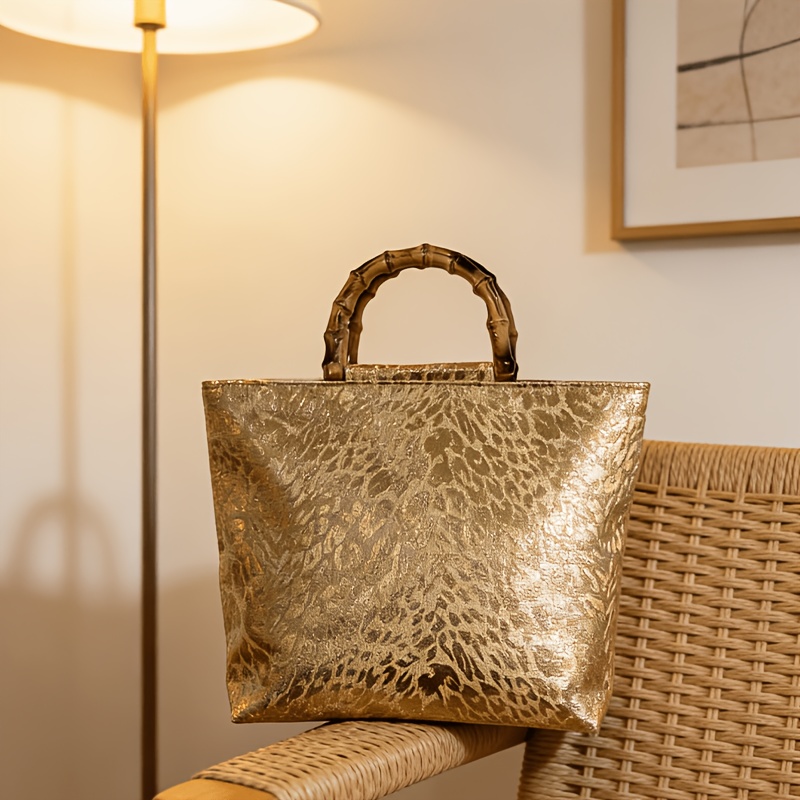 กระเป๋าโท้ทลายใบไม้สีทองเมทัลล - Luxury Bags Reseller บทวิจารณ์และราคา
