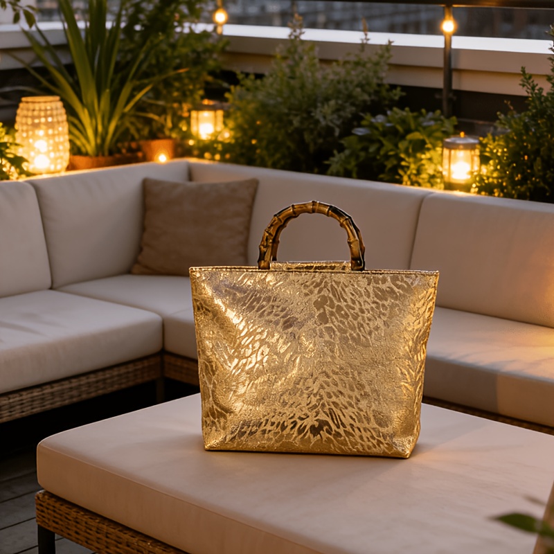กระเป๋าโท้ทลายใบไม้สีทองเมทัลล - Luxury Bags Reseller บทวิจารณ์และราคา