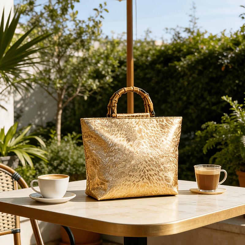 กระเป๋าโท้ทลายใบไม้สีทองเมทัลล - Luxury Bags Reseller บทวิจารณ์และราคา