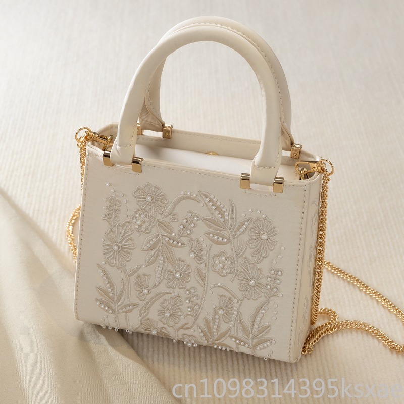 กระเป๋าถือปักลายมุกสไตล์วินเทจ - Structured Handbag Top Handle บทวิจารณ์และราคา