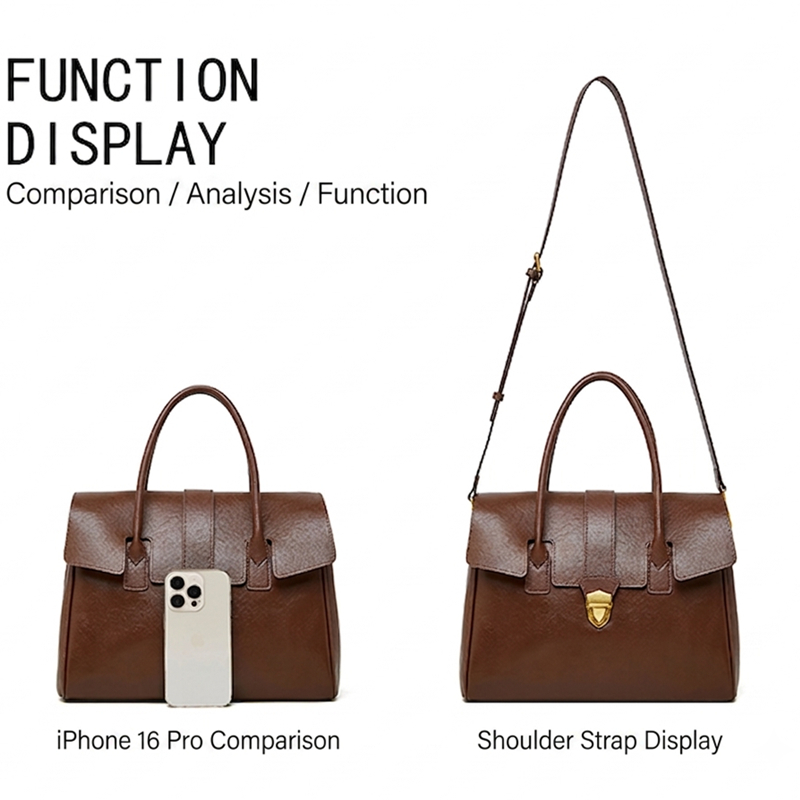 กระเป๋าถือหนังแท้ BURMINSA สำห - Structured Handbag Top Handle บทวิจารณ์และราคา